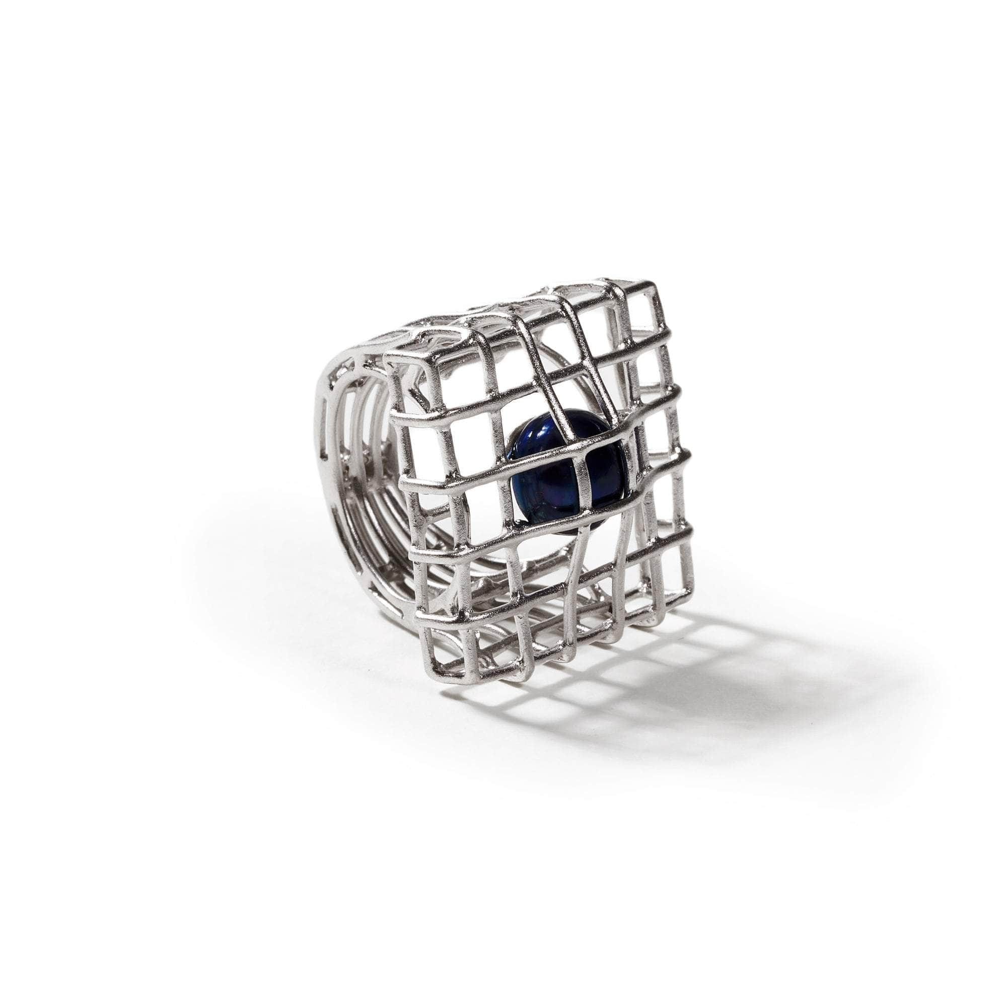 Menos Black Pearl Ring (White Rhodium) GERMAN KABIRSKI