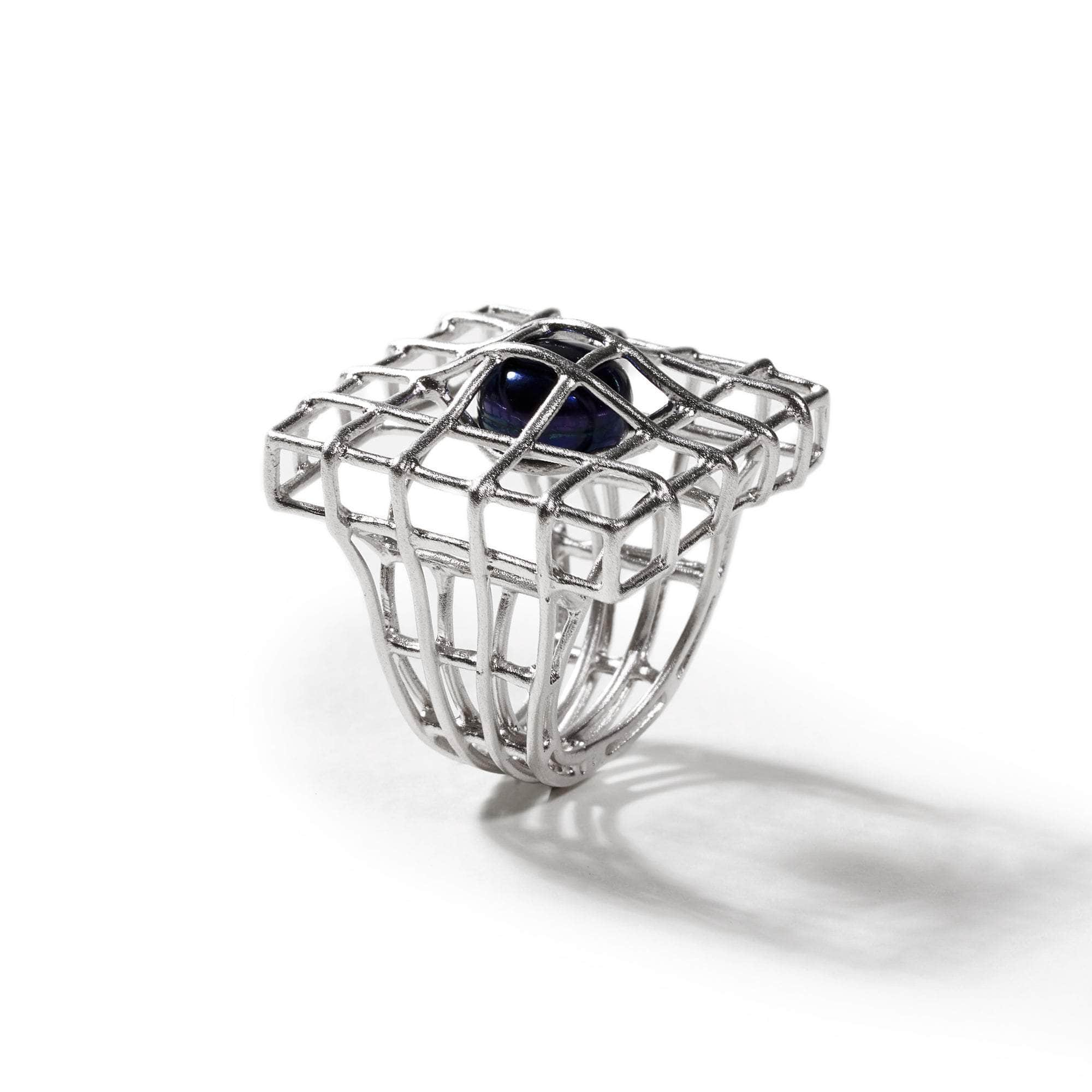 Menos Black Pearl Ring (White Rhodium) GERMAN KABIRSKI