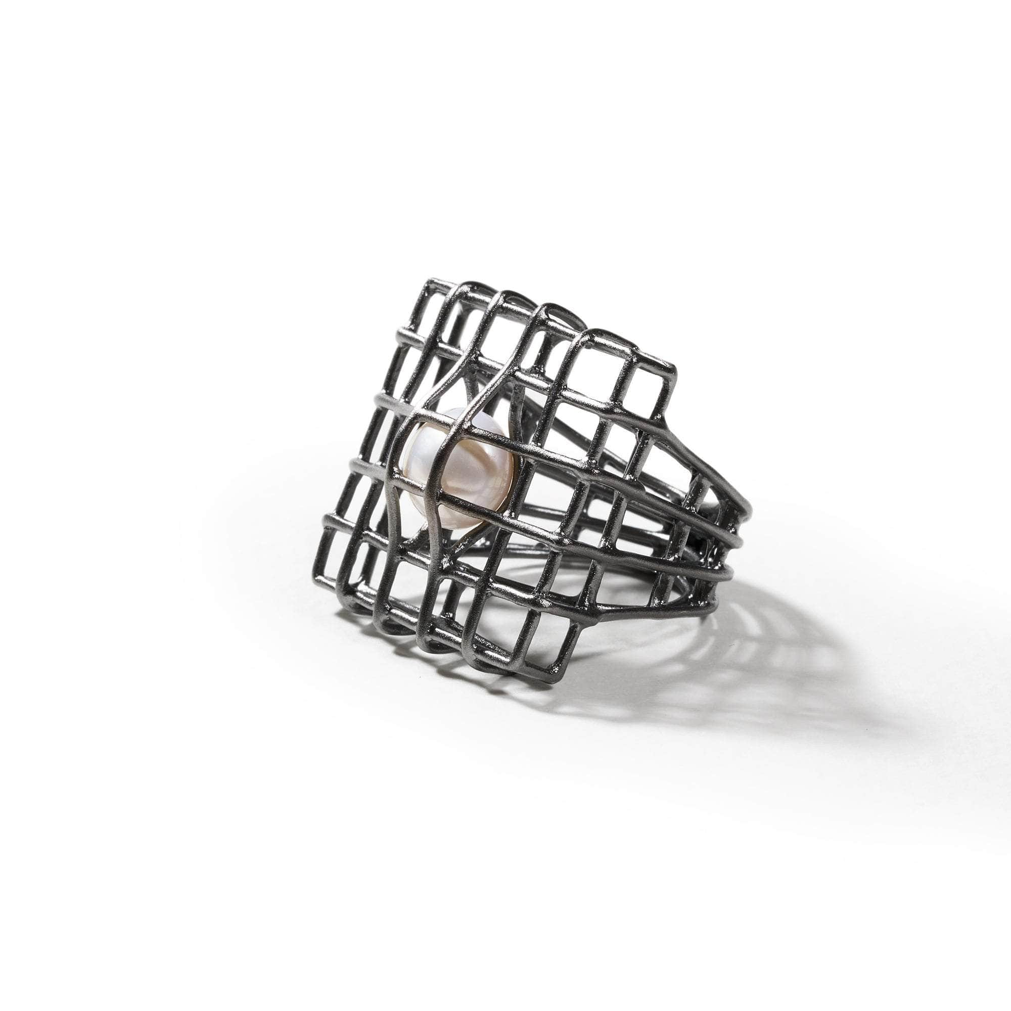 Menos White Pearl Ring (Black Rhodium) GERMAN KABIRSKI