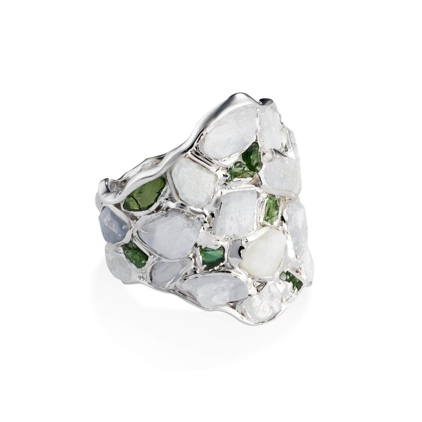 Nerissa White Sapphire and Tsavorite Ring GERMAN KABIRSKI