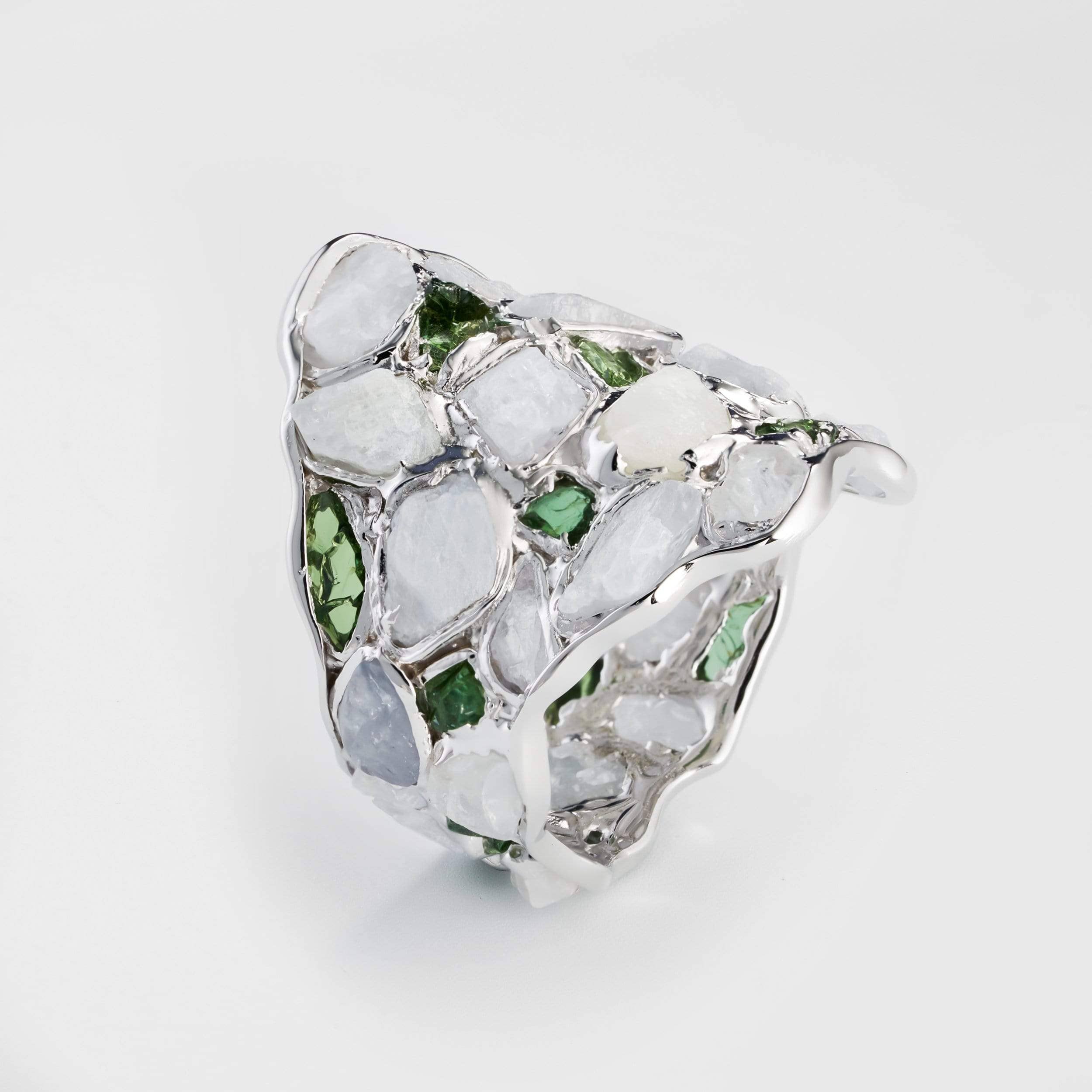 Nerissa White Sapphire and Tsavorite Ring GERMAN KABIRSKI