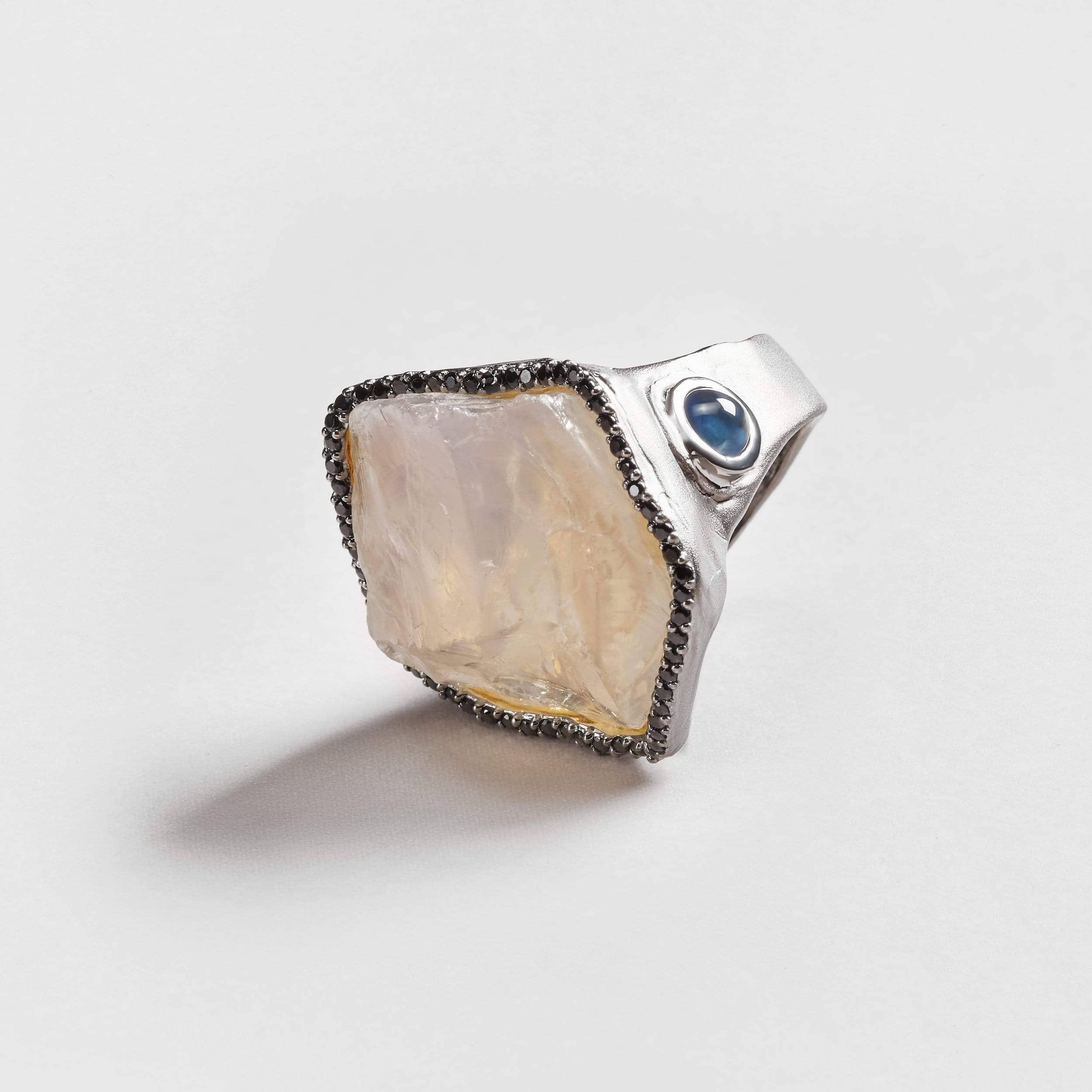 Odalie Quartz and Sapphire and Black Spinel Ring GERMAN KABIRSKI