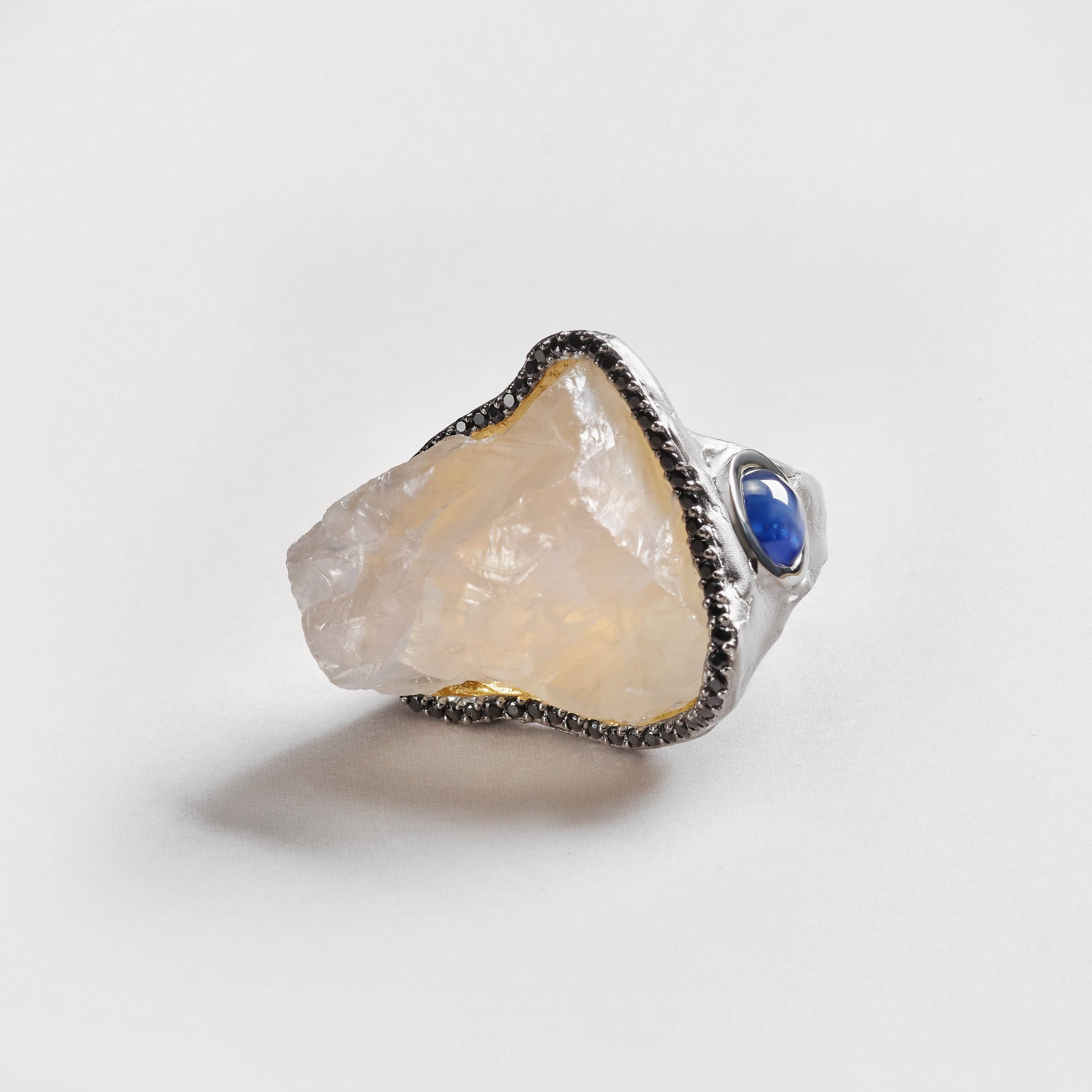 Odalie Quartz and Sapphire and Black Spinel Ring GERMAN KABIRSKI