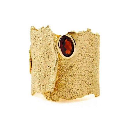 Otthild Iconic Natural Garnet Silver Ring in 18K Gold Plating