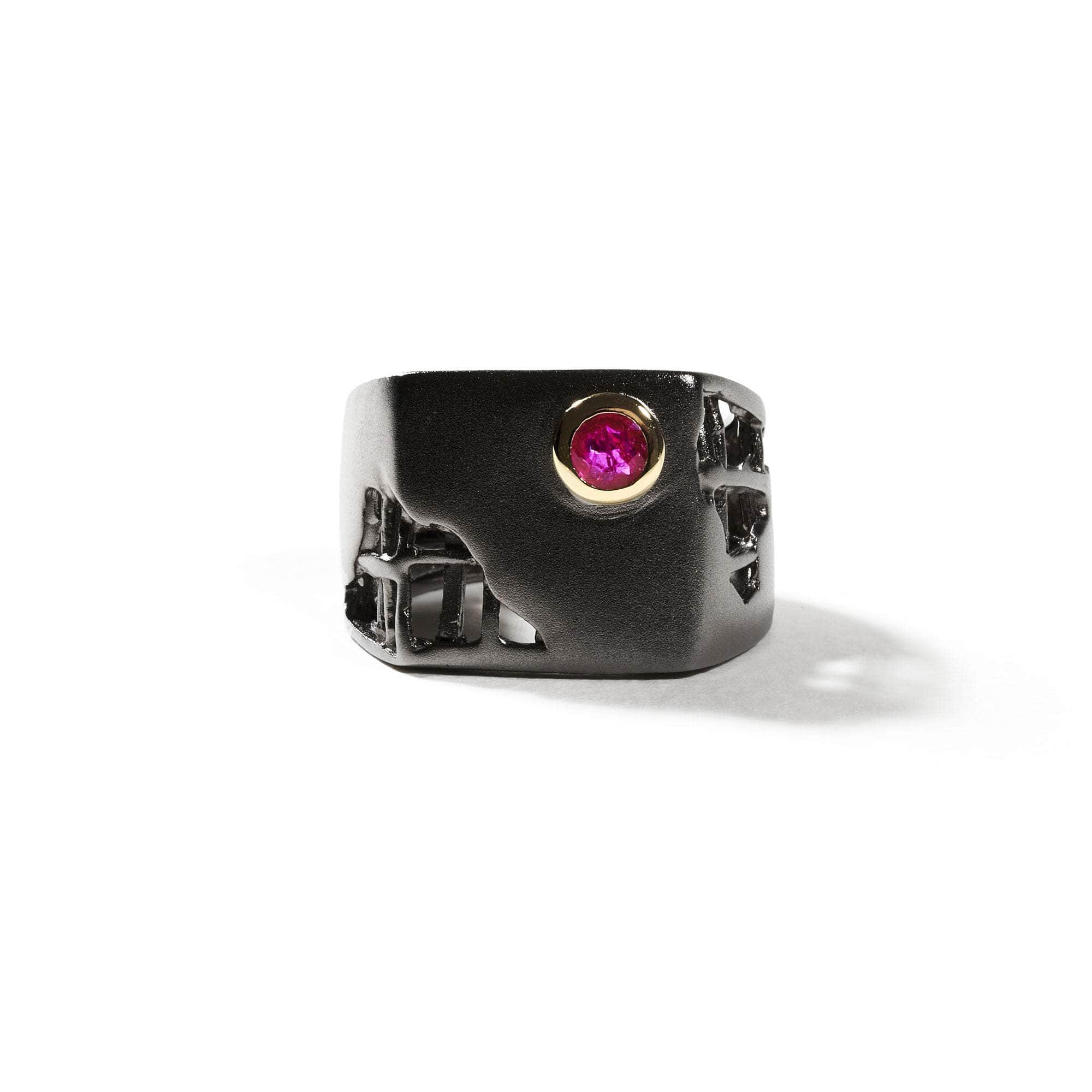 Squircle Garnet Ring (Black Rhodium) GERMAN KABIRSKI