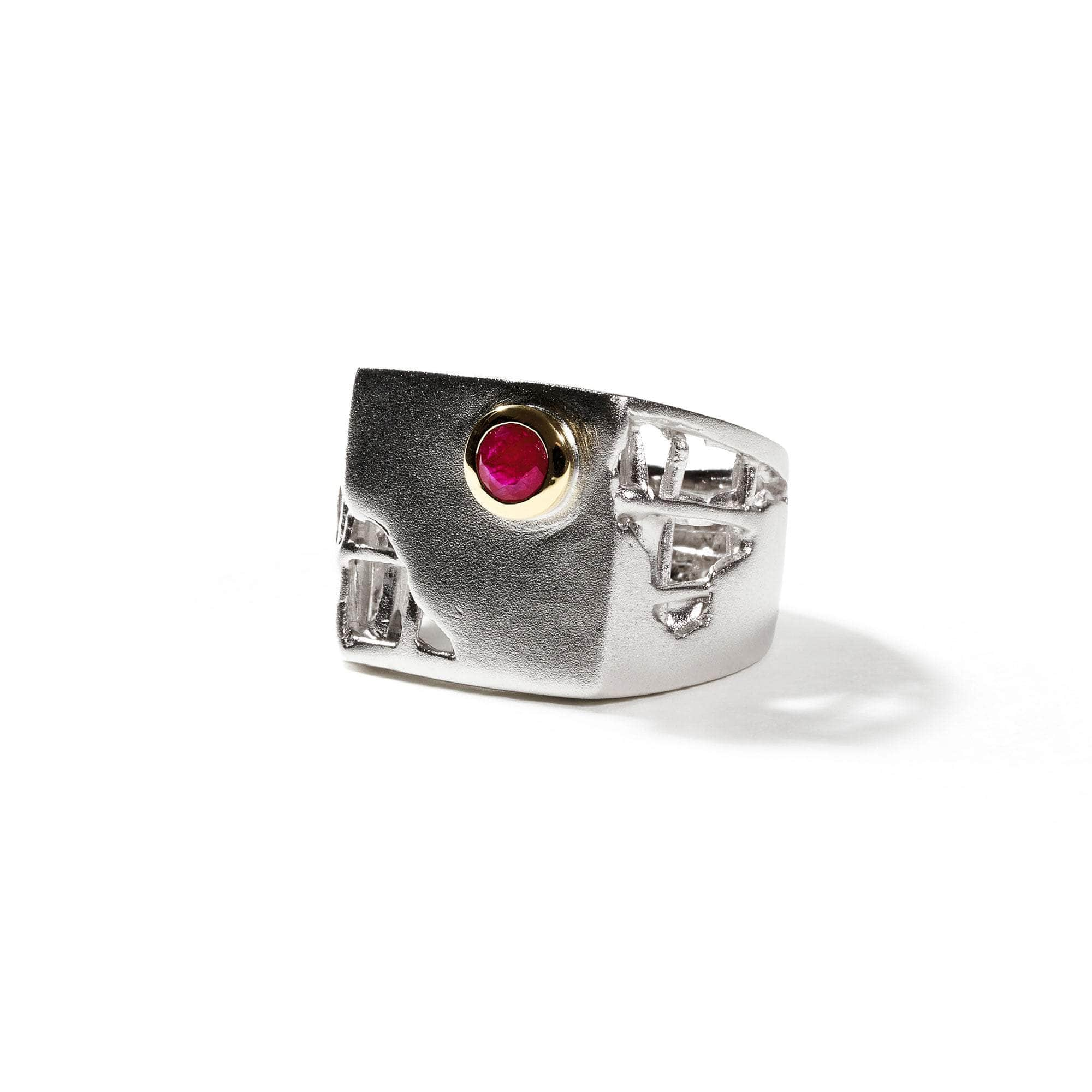 Squircle Garnet Ring (White Rhodium) GERMAN KABIRSKI