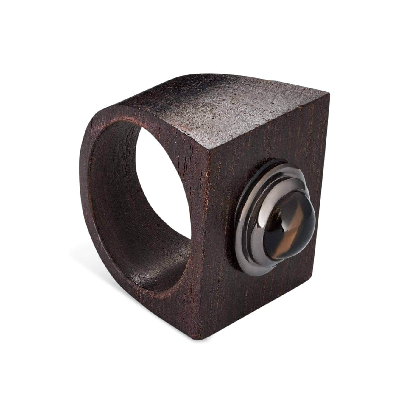 Tashna Smoky Quartz Wood Ring (Black Rhodium) GERMAN KABIRSKI