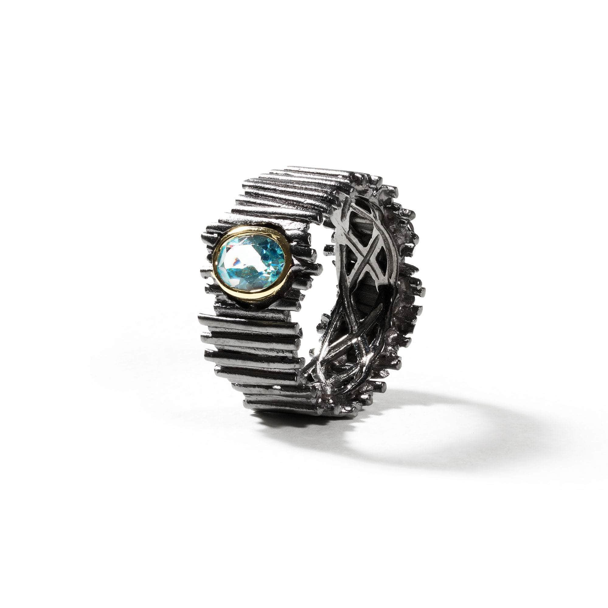 Vetus Sky Blue Topaz Ring (Black Rhodium) GERMAN KABIRSKI