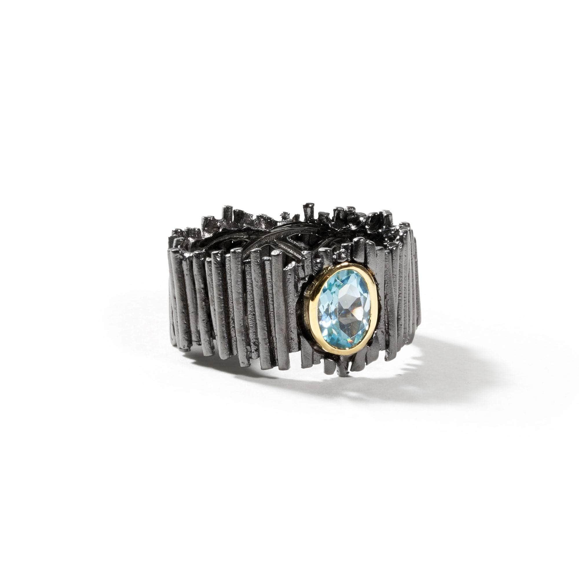 Vetus Sky Blue Topaz Ring (Black Rhodium) GERMAN KABIRSKI