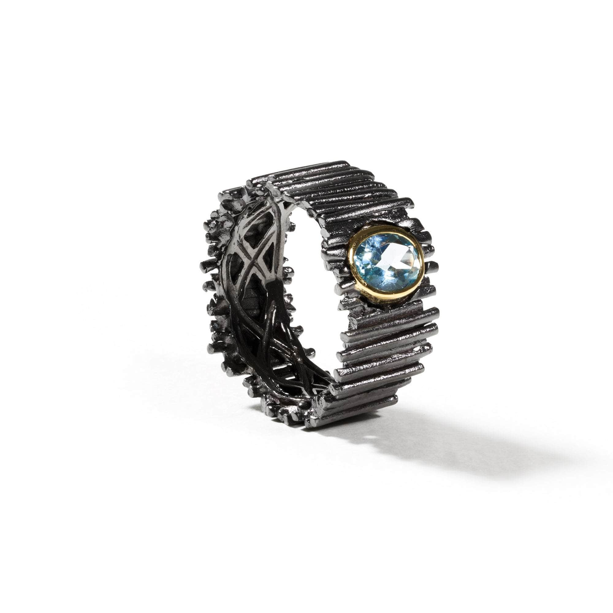 Vetus Sky Blue Topaz Ring (Black Rhodium) GERMAN KABIRSKI