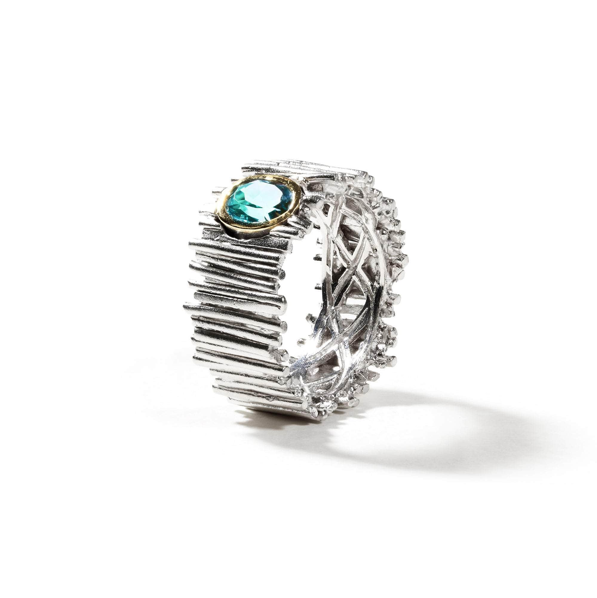 Vetus Sky Blue Topaz Ring (White Rhodium) GERMAN KABIRSKI