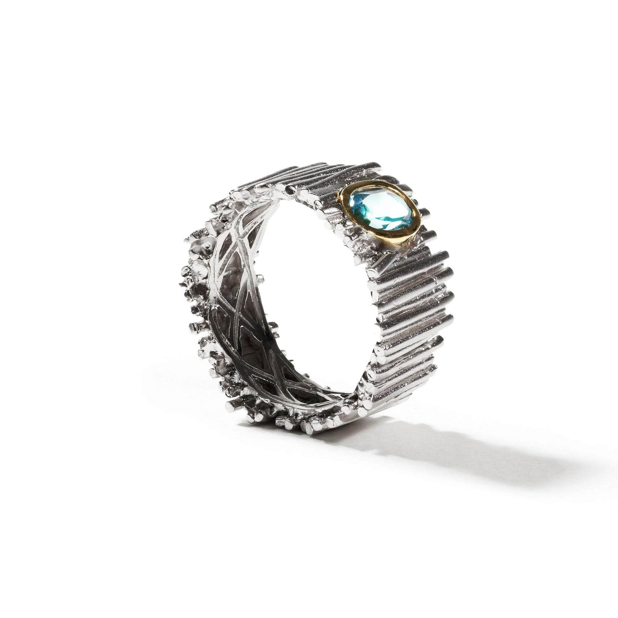 Vetus Sky Blue Topaz Ring (White Rhodium) GERMAN KABIRSKI